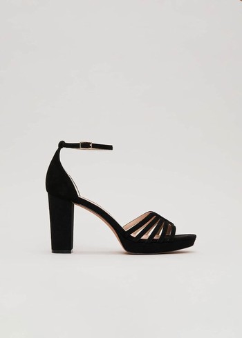 Phase Eight Suede Strappy Platform Heels Black Canada | TYSREK-795